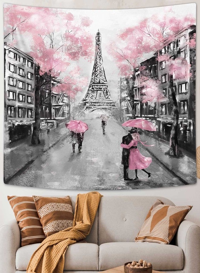 Drgilau Paris Eiffel Tower Tapestry Wall Hanging, Pink Wall Decor Tapestries Eiffel Tower Aesthetic France Romantic Wall Art Tapestry for Woman Teen Girls Bedroom Living Room Dorm - Image 3